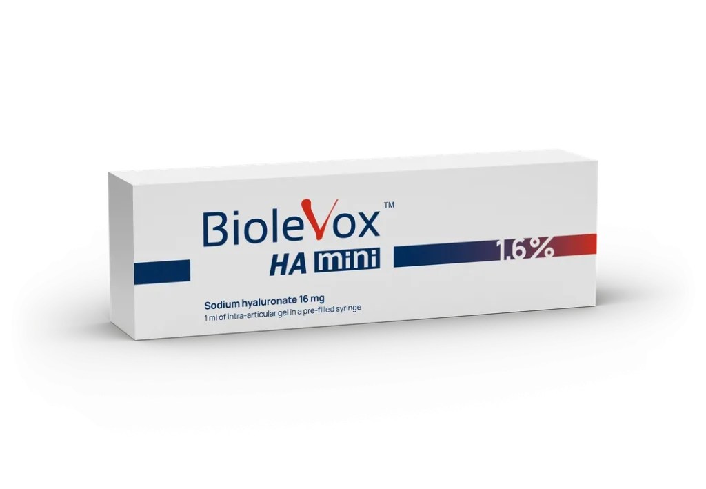 Biolevox HA mini package with a pre-filled syringe of hyaluronic acid