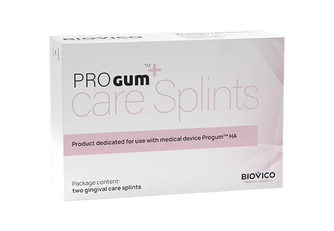 Progum Care Splints package containing two gingival care splints