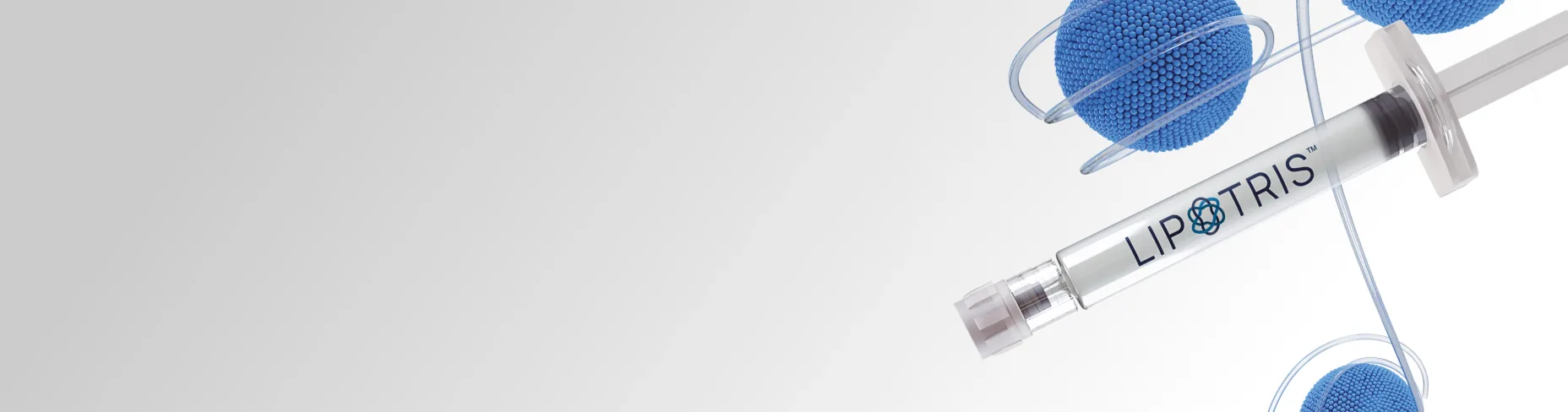 Lipotris pre-filled syringe among liposome spheres